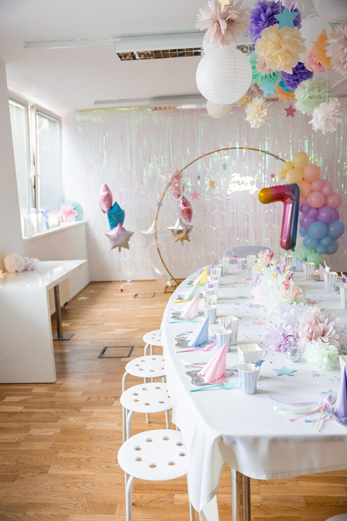 Partyraum Pastellfarben