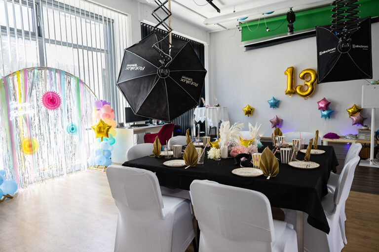 Fotostudio für Teenieparty hergerichtet