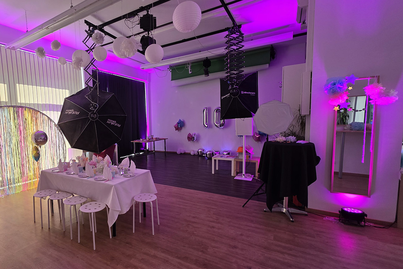 Beleuchtetes Fotostudio für Party