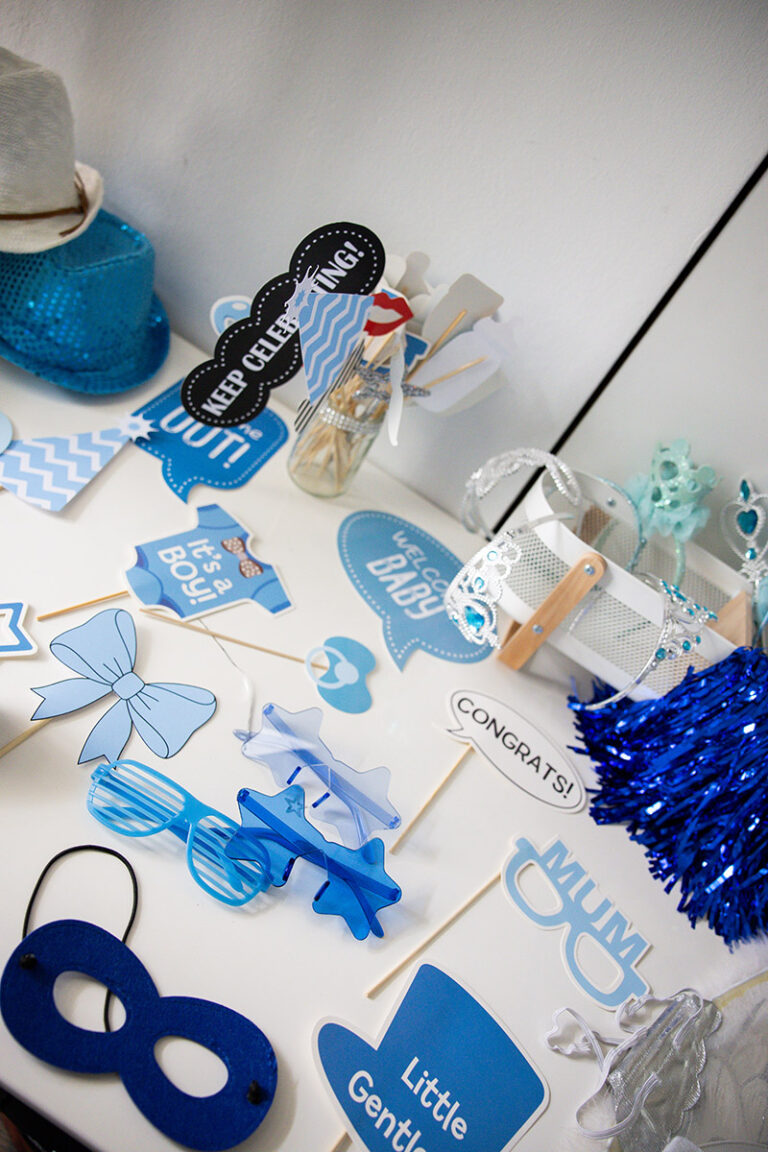 Fotobox Fotoprops Babyparty blau