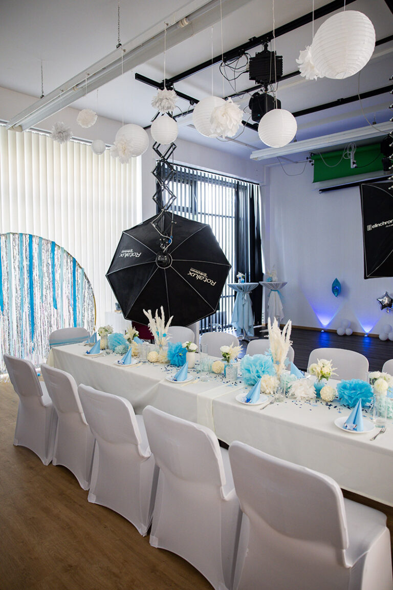 Tischsetting Babyparty im Fotostudio